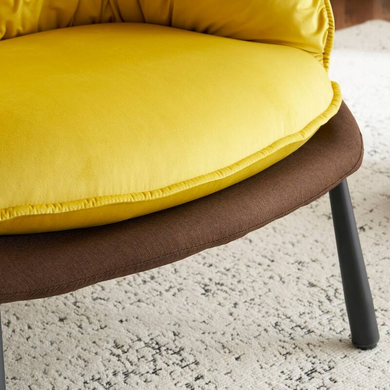 Modern Velvet Accent Chair with Wooden Frame and Black Metal Legs for Living Room or Lounge Seating - 27.4"L x 27"W x 29.1"H