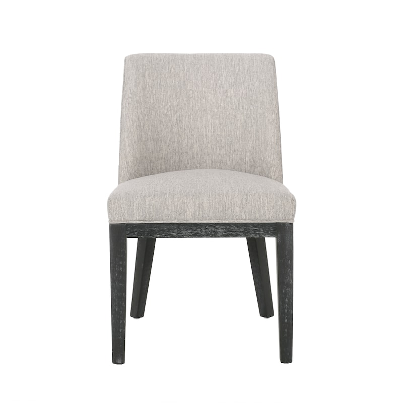 Fabric Upholstered Dining Chairs, Light Grey Antique Finish Legs
