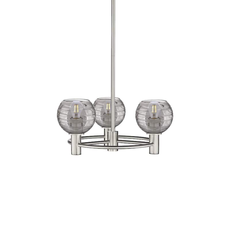 Innovations Lighting 434-3CR-13-20 Crown Point Pendant Crown Point 3 - Satin Nickel / Light Smoke Deco Swirl