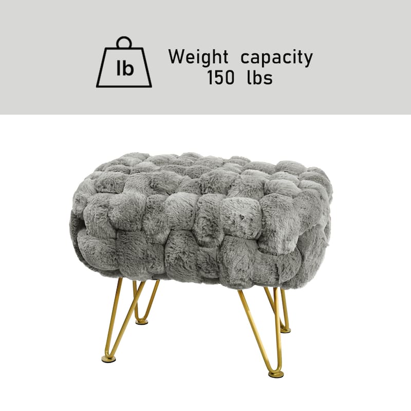 Soft Fauxfur Pouf Stool Ottoman Fuzzy Entryway Bench Seat 27"x20"x19"