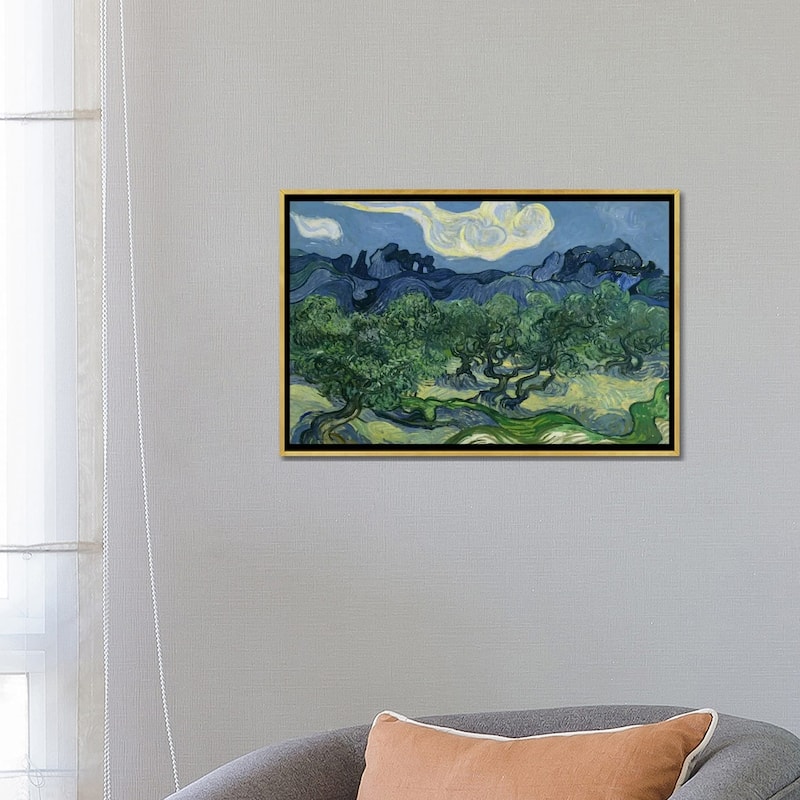 iCanvas "Olive Trees with the Alpilles in the Background" by Vincent van Gogh Framed Canvas Print