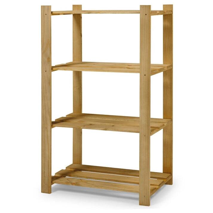 4 Shelf Slatted Storage Unit | Furniture Dash - Antique Brown