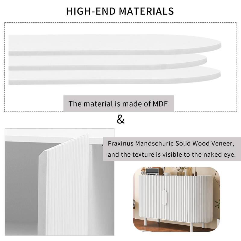 Curved Design Light Luxury Sideboard with Adjustable Shelves