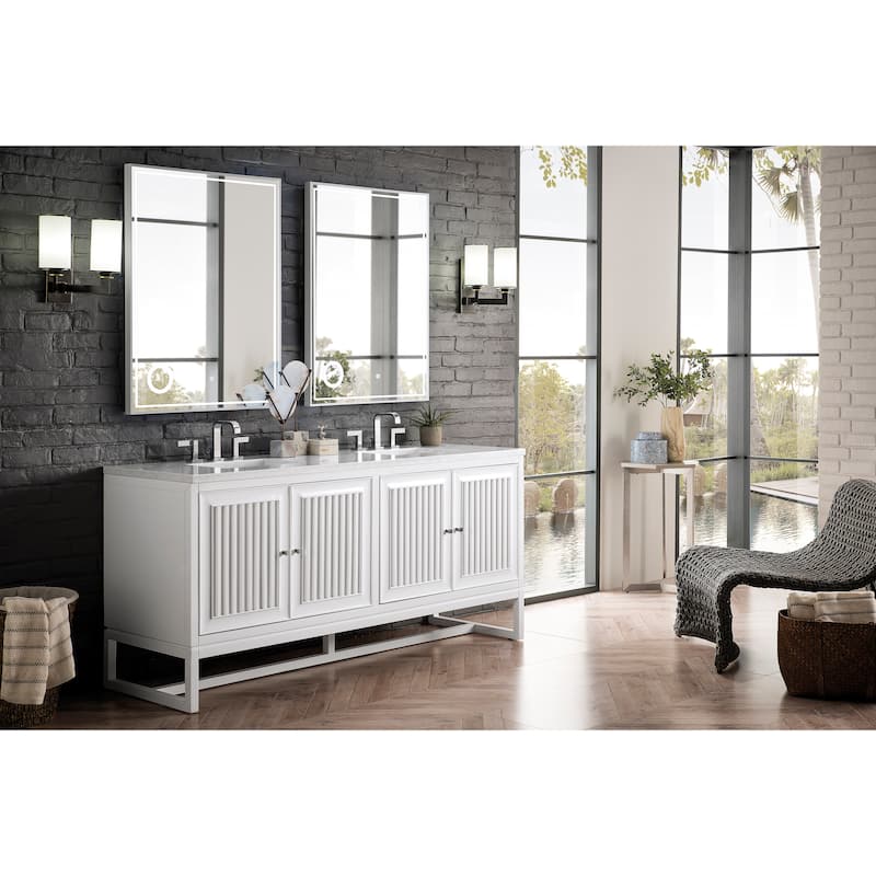 James Martin Vanities Athens 72" Double Vanity Cabinet, Glossy White