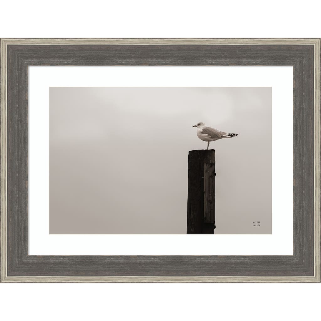 Watching the Rain Fall by Nathan Larson Wood Framed Wall Art Print - Cottage Grey Silver