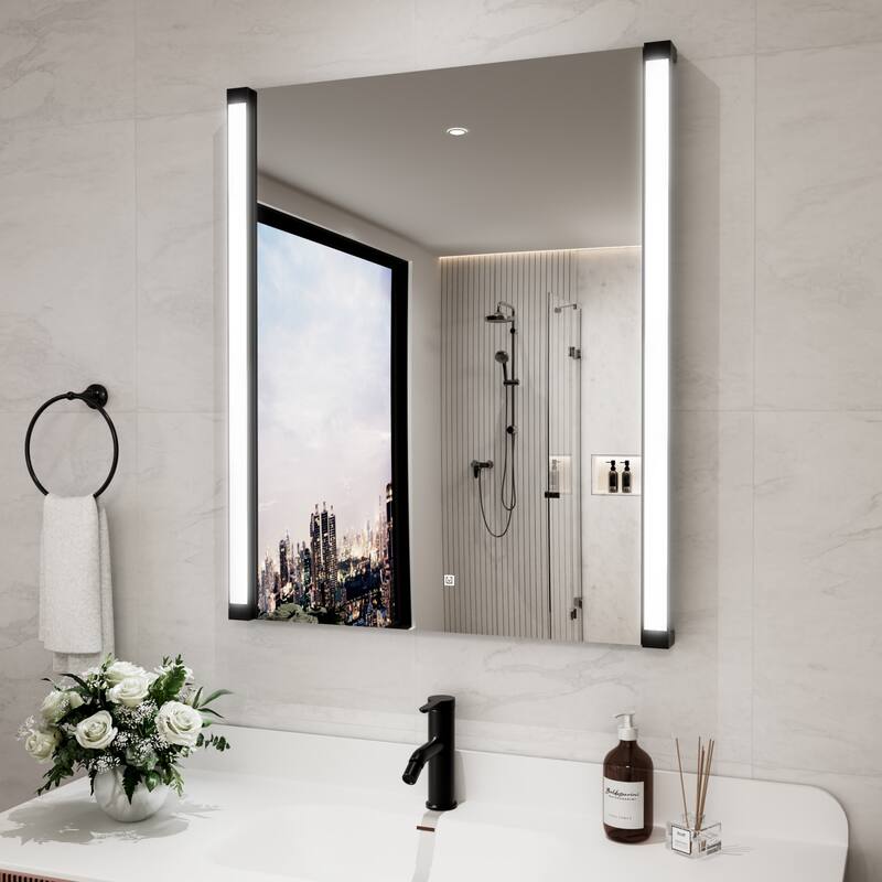 Modland 270° Adjustable LED Bathroom Mirror with Lights Stepless Dimming and Memory Function - 30x36