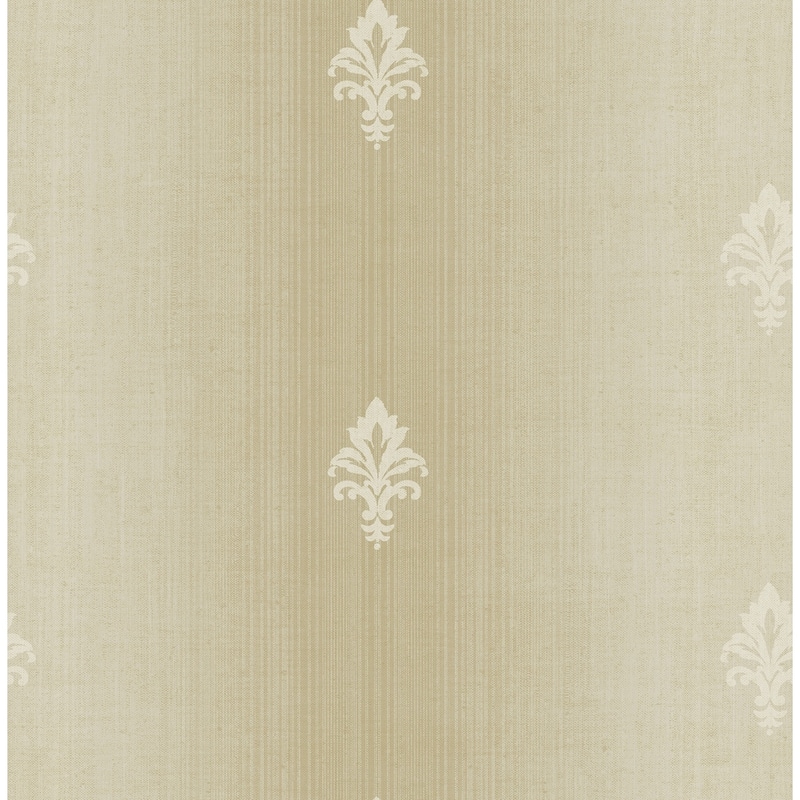 Seabrook Designs Dorota Fleur De Lis Unpasted Wallpaper - 20.5 in. W x 33 ft. L - Metallic Champagne