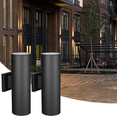 17.72" Up & Down Wall Sconces, Waterproof Exterior Wall Light, Aluminum, E26 Base - 2PACK