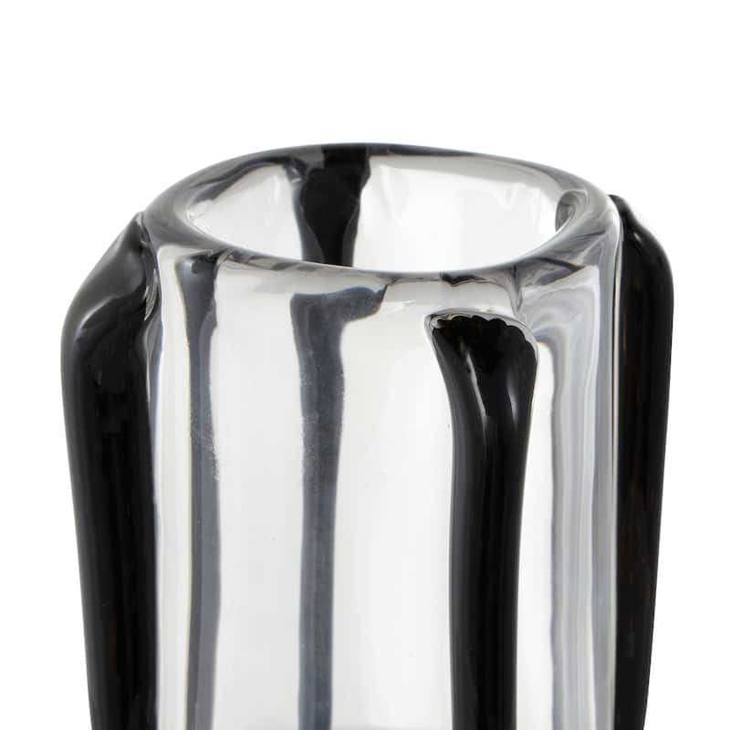 Black or Blue Recycled Glass Handmade Tall Vase with Black or Blue Glass Framing