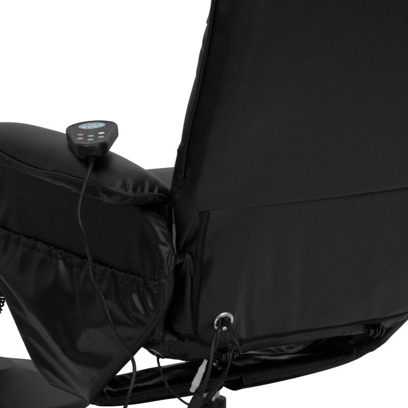 LeatherSoft Massaging Multi-Position Recliner w/Ottoman w/Side Pocket