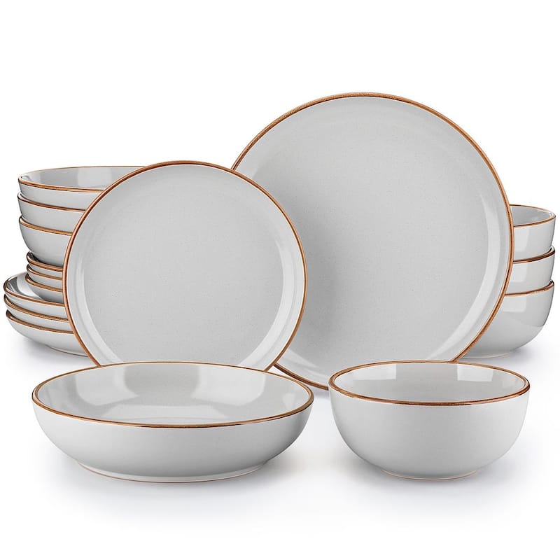 vancasso Exquisite Modern Design Stoneware Dinnerware Set - Cream Gray - 16-Piece