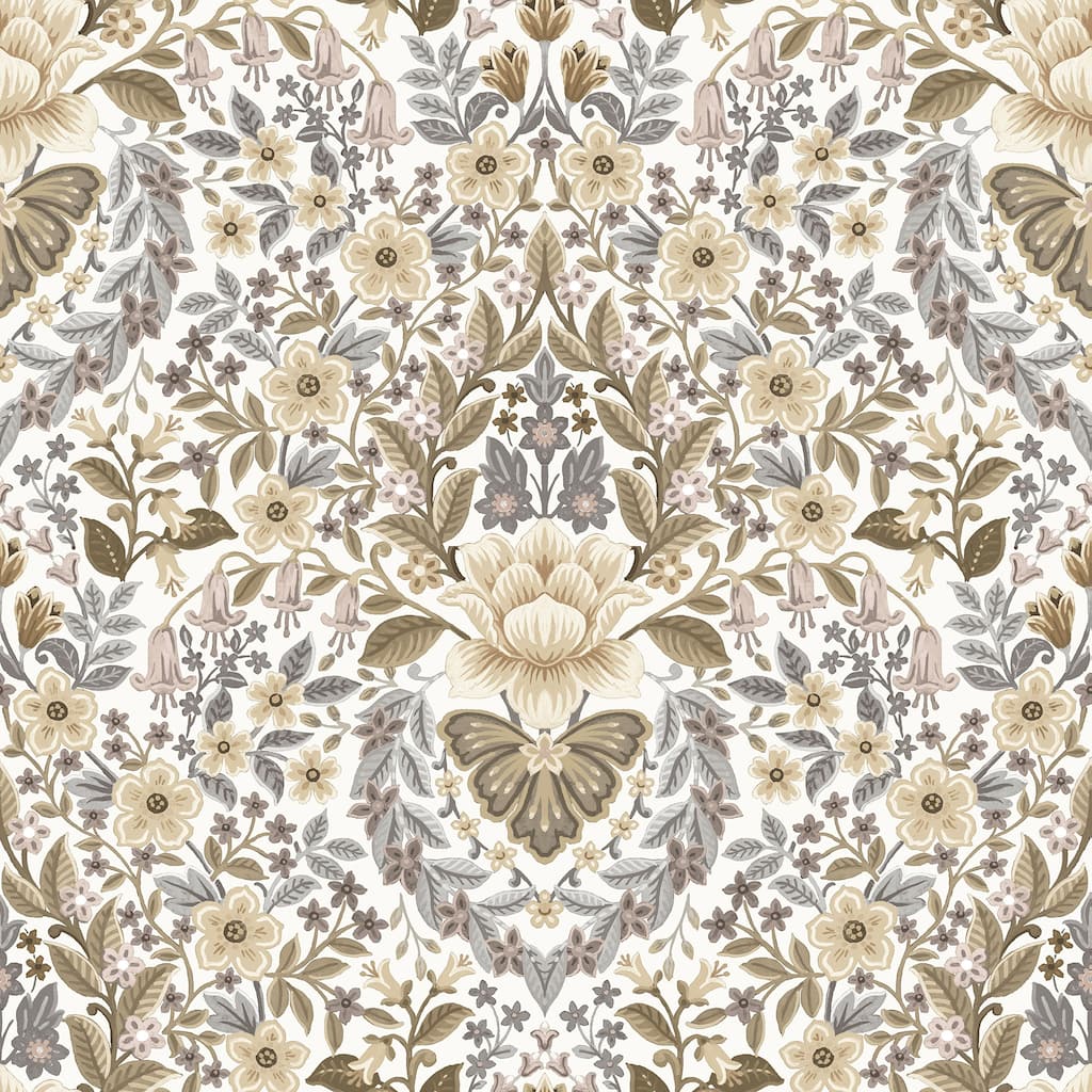 Galerie Wallcoverings Into The Wild Floral Damask Non-woven Metallic Wallpaper Roll
