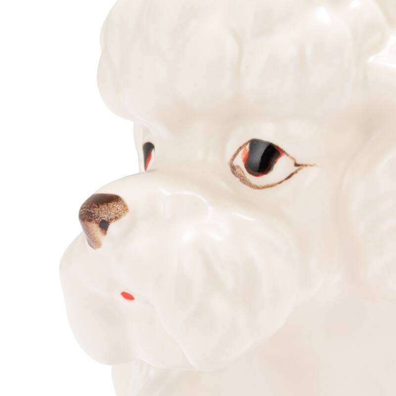 Vintage Reproduction Poodle Planter in Hand-Painted Stoneware - 8.0"L x 6.0"W x 5.5"H