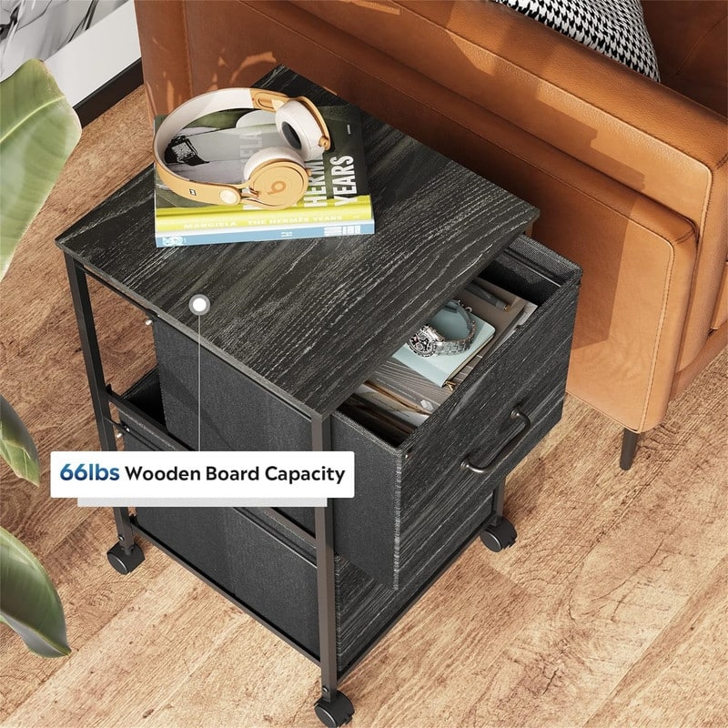 2 Drawer Mobile File Cabinet - 15.7"D x 15.4"W x 26.8"H