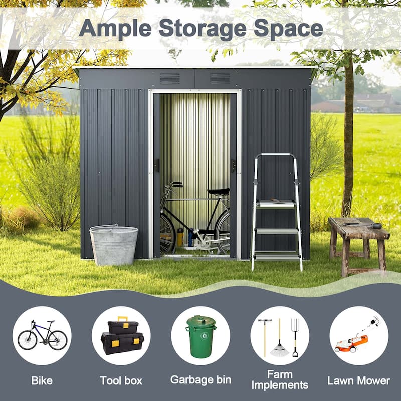 Costway 3.6' x 7.1' Outside Garden Storage Shed Tool House with Ground - See Details