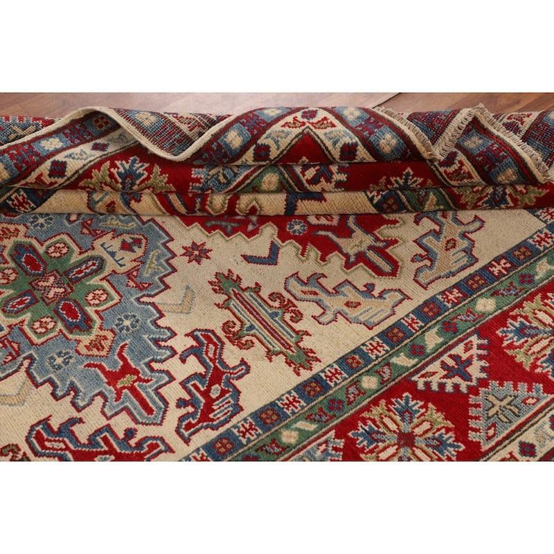 Kazak Oriental Area Rug Hand-Knotted Geometric Bedroom Wool Carpet - 4'10" x 7'1"