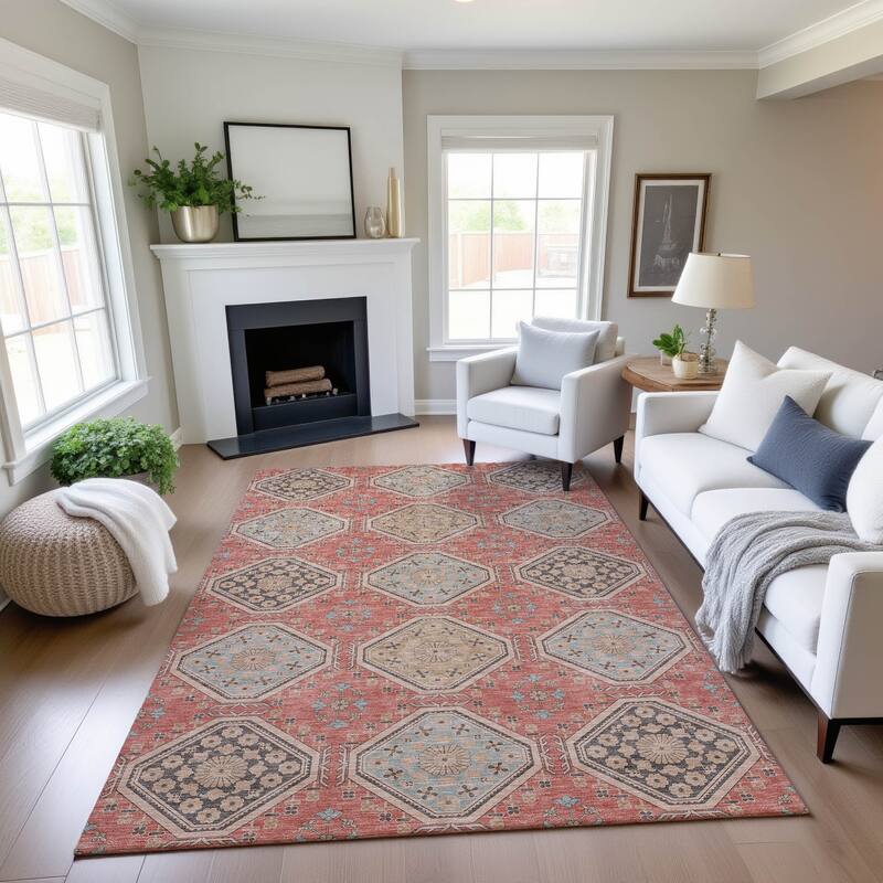 Premium Washable Super Soft Global Modern Mayfield Rug - Salmon - 2'6" x 3'10"