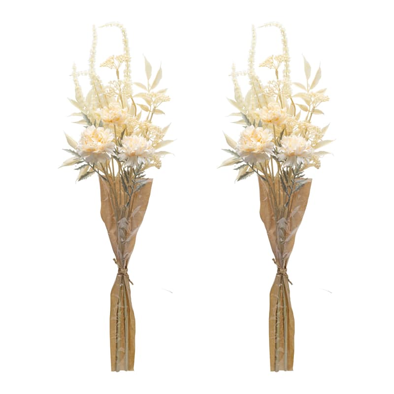 Bleached Zinnia Bouquet (Set of 2)