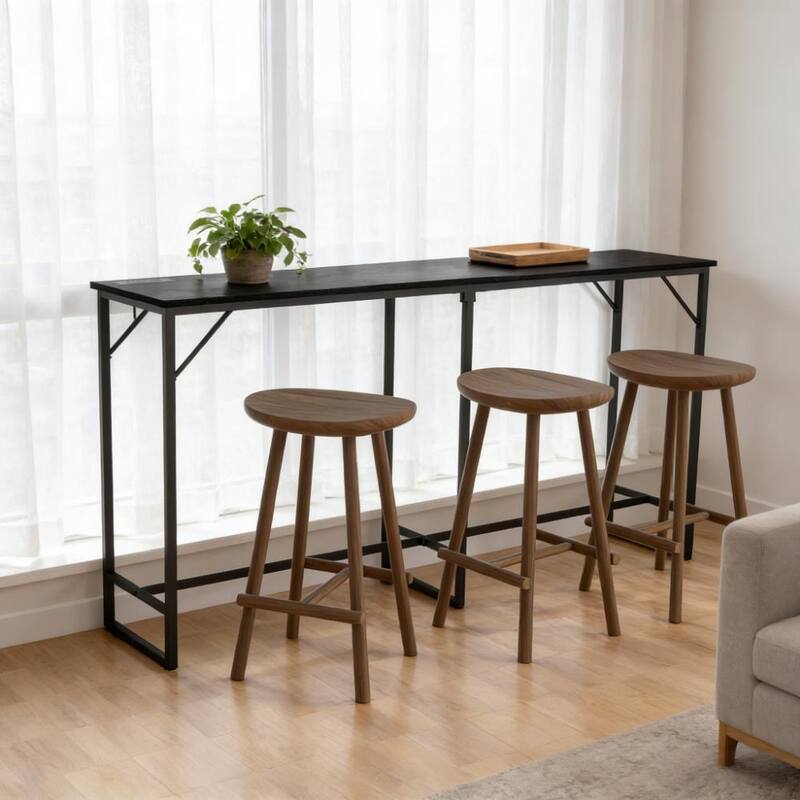 Bar Height Table Breakfast Table with Power Outlets, Wood Dining Table Home Office Table with USB Ports