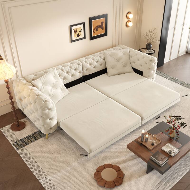 GDFStudio - Velvet 97.7" 3-in-1 Convertible Sleeper Sofa with Pull-Out Bed