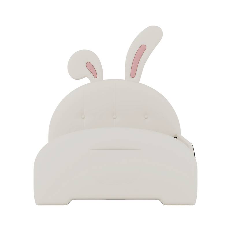 Twin size PU Rabbit Princess Bed with Headboard and Footboard,250LBS Capacity