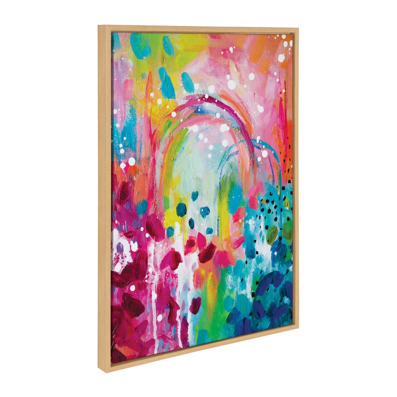 Kate and Laurel Sylvie Rainbows Framed Canvas by Rachel Christopoulos - 23x33 - Plastic - Natural