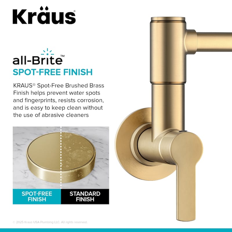 KRAUS Oletto Wall Mount Pot Filler Kitchen Faucet with Retractable Arm