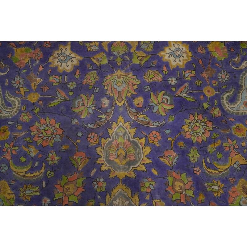 Hand Knotted Oriental 100% Wool Carpet Traditional Floral Purples Tabriz Area Rug - 12' 8'' X 9' 8''