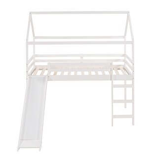 Twin Loft Bed with Slide, Wooden House Design