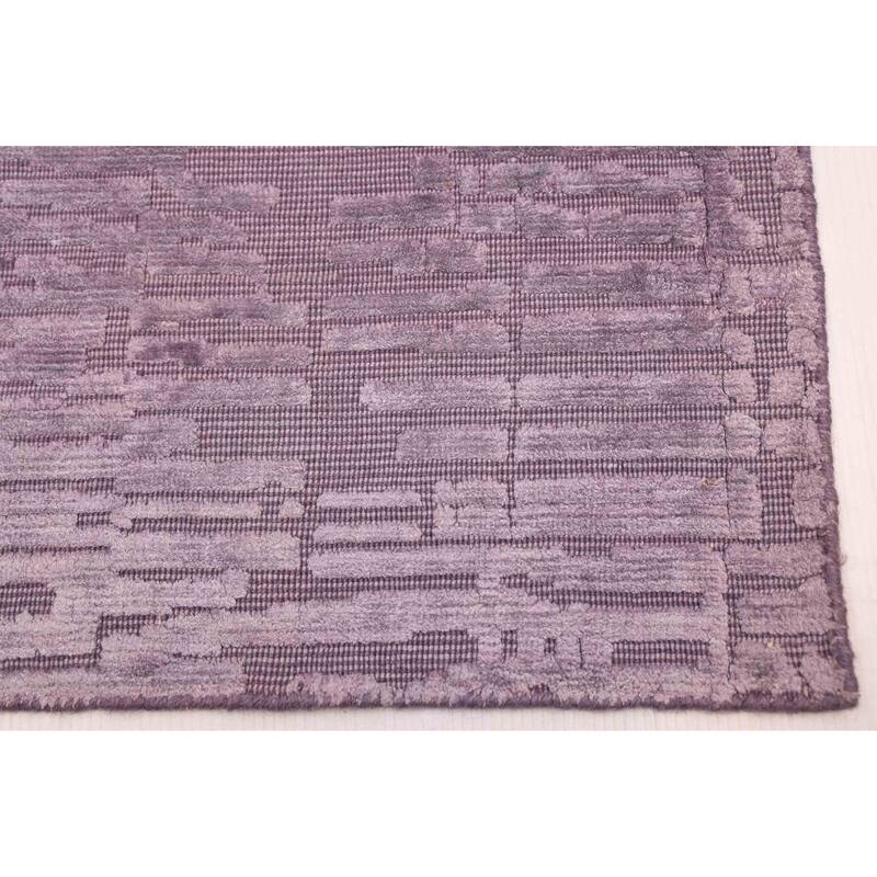 ECARPETGALLERY Hand Loomed Elysian Purple Viscose, Wool Rug - 5'0 x 8'0