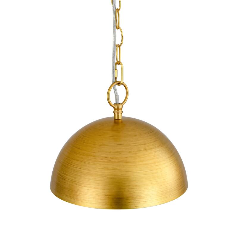 1-Light Industrial Retro Handmade Brushed Gold Dome Pendant Light