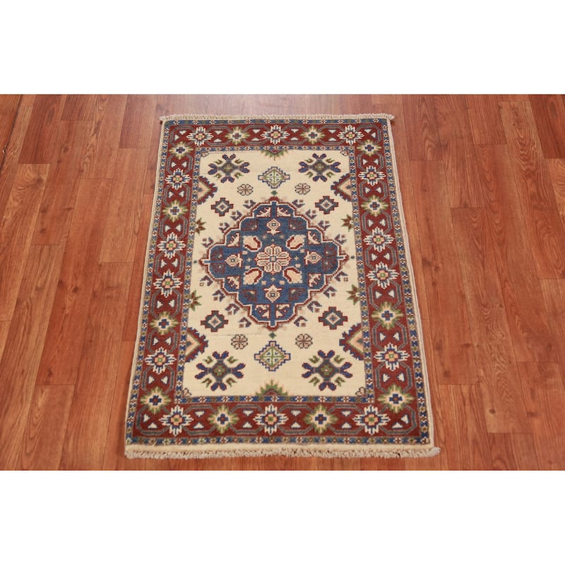 Geometric Kazak Oriental Rug Handmade Wool Carpet - 2'0" x 3'0"