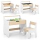 preview thumbnail 4 of 6, Kids Table and Chair Set with 2 in 1 Detachable Tabletop and Storage-White - Multi