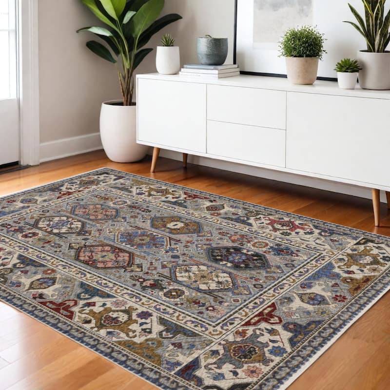 HomeRootsOriental Traditional Runner Area Rug - 66.14' X '45.67' X '0.28 - Blue/Gray