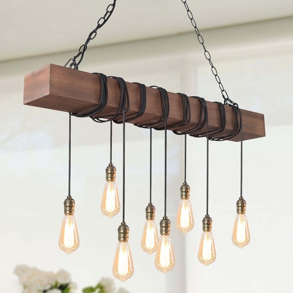 Shop Farmhouse 8-light Distressed Wood Beam Chandelier ...