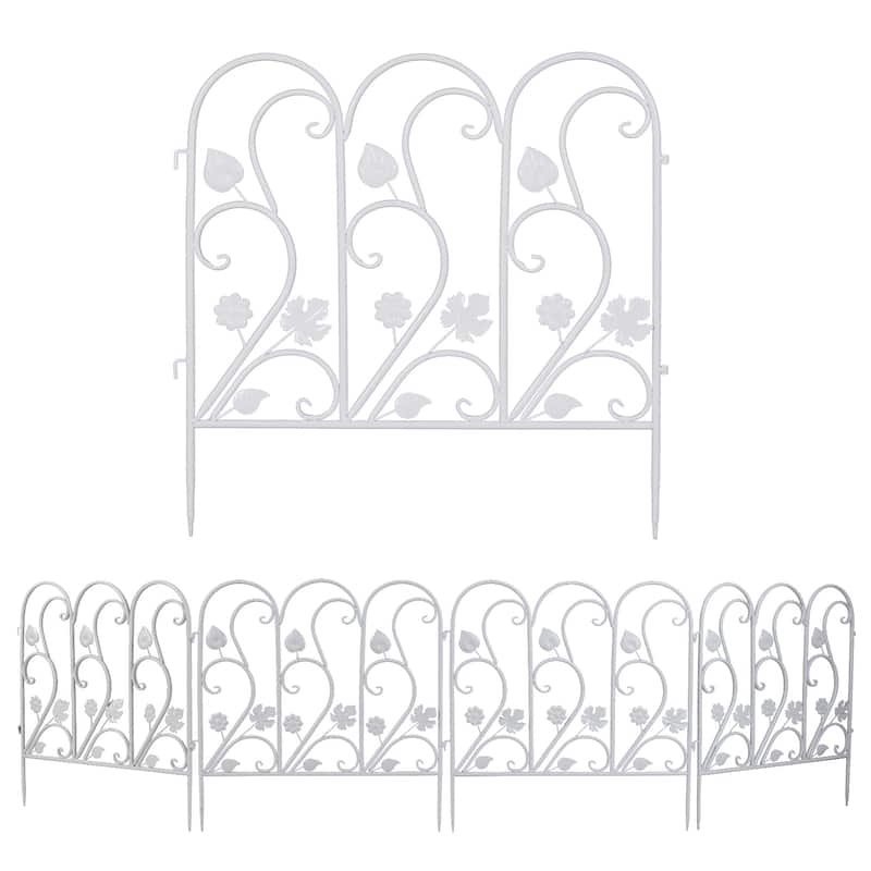 5 Pack Garden Fence Metal Fencing Panels Rustproof Border Section Fence - 23.3” W x 24.2” H