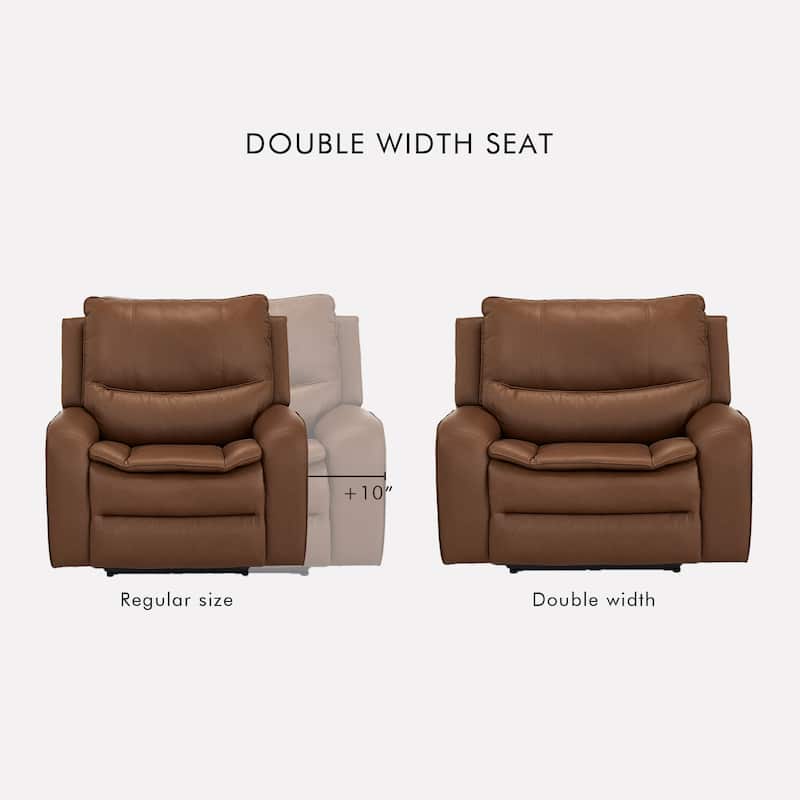 113" W Faux Leather Dual-Power Oversized Width Seat Sofa with Ajustable Headrest, USB & USB-C Charging