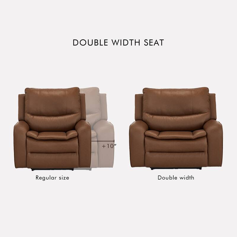 48.5" W Faux Leather Dual-Power Oversized Width Seat Recliner with USB & USB-C Charging, Ajustable Headrest