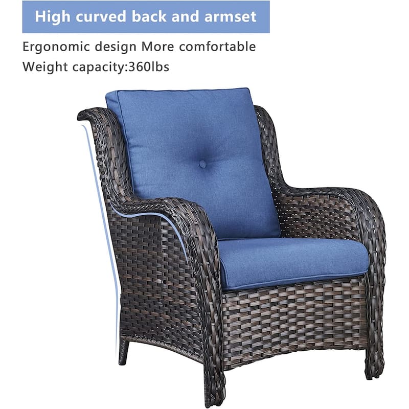 Gymojoy 5-Piece Outdoor Patio Sofa Chair with Ottoman Furniture Set