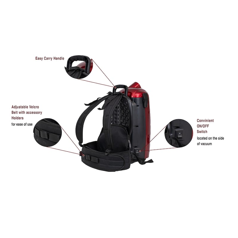 Atrix JR8BPV Jet Red HEPA Backpack Vacuum