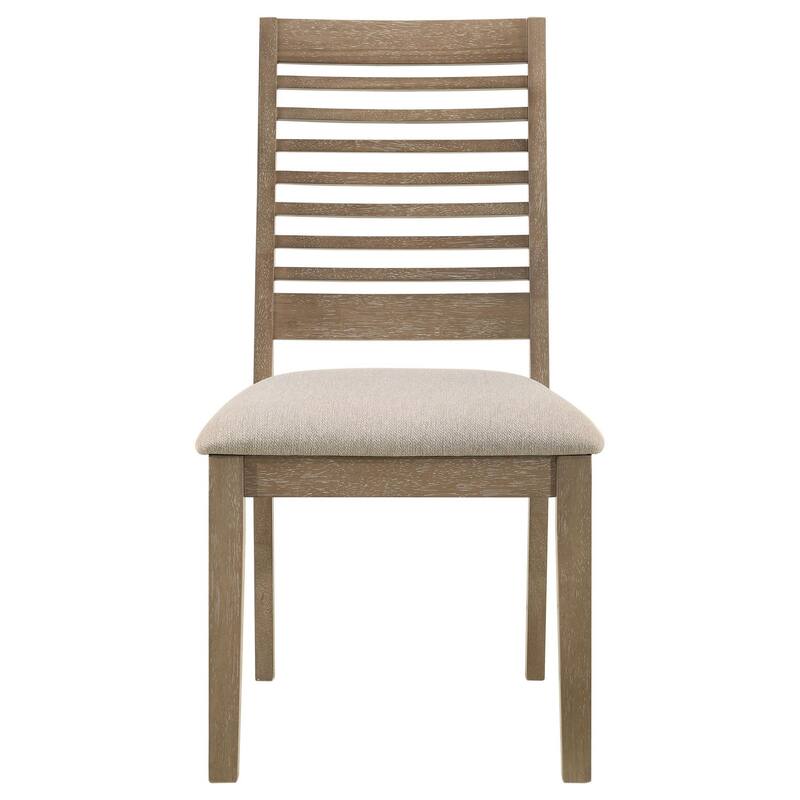 Scott Dining Side Chair Set of 2, Ladderback, Brown Wood, Latte Fabric