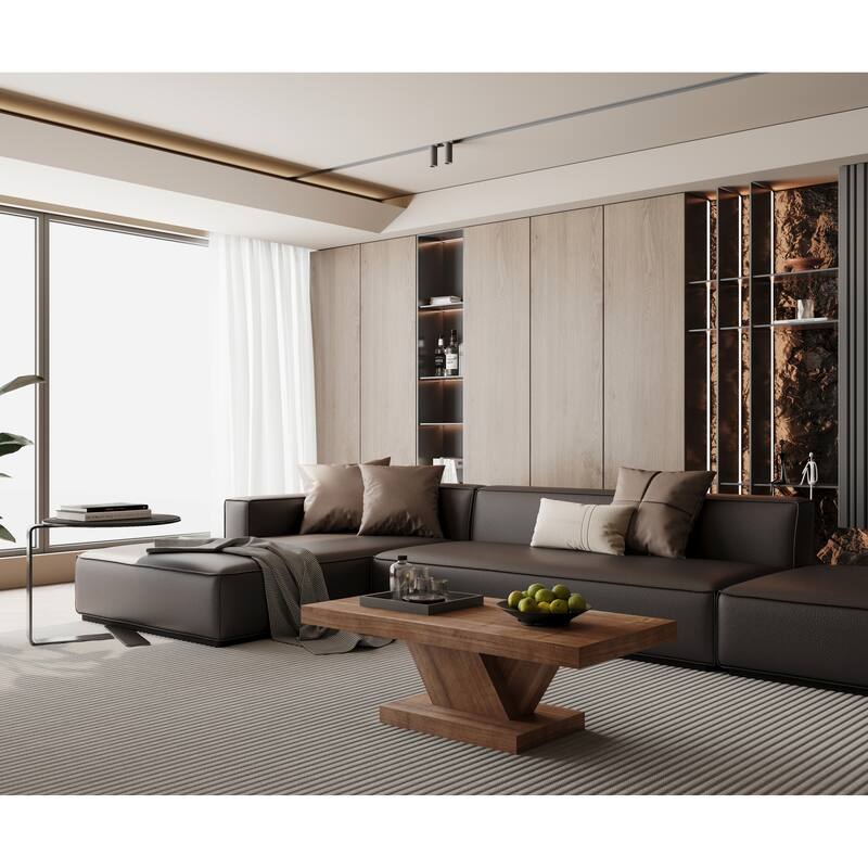 47" Modern Cross Leg Coffee Table, Sturdy X-Shape Design, Solid Wood Veneer, Large Living Room Center Table