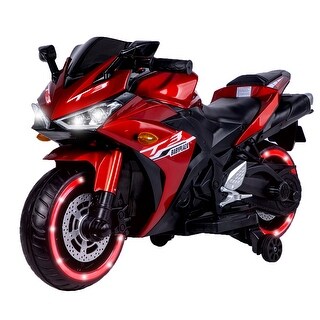 Ride-On Electric Motorcycle for Kids, 12V Battery, Throttle Control, LED Wheels, and MP3, Ages 3+