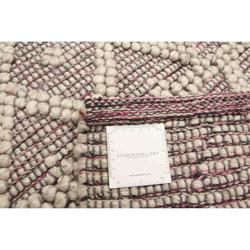 ECARPETGALLERY Braid weave Sienna Grey Wool Rug - 5'1 x 7'10