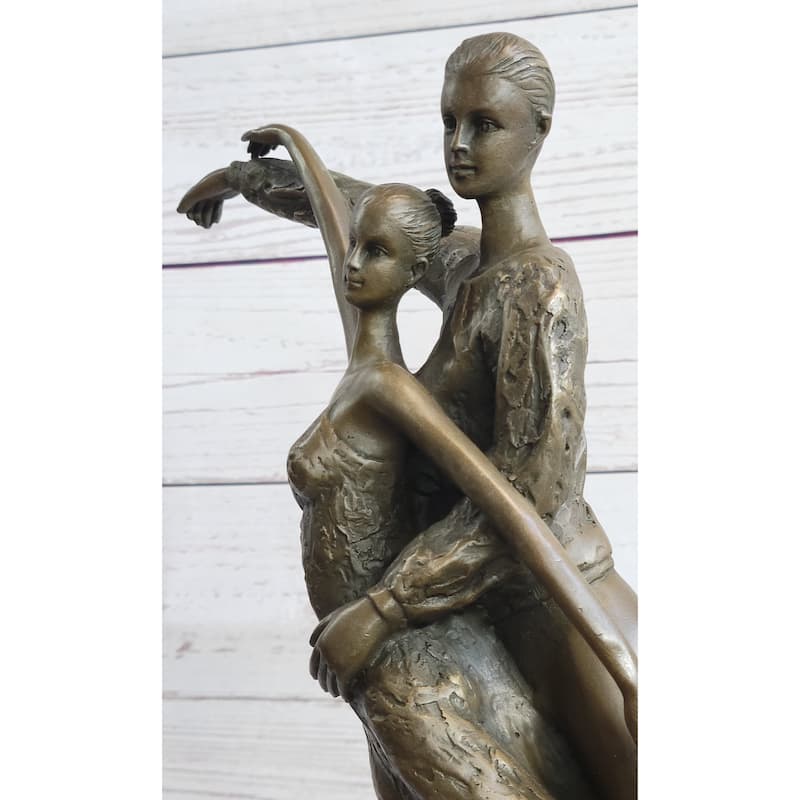 Bronze Sculpture Modern Art Pair Of Ballerina Dancers By Aldo Vitaleh Figurine