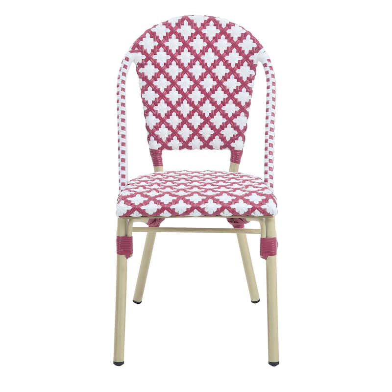 Portia French Metal Wicker Outdoor Bistro Chairs (Set of 2) by Furniture of America - Set of 2