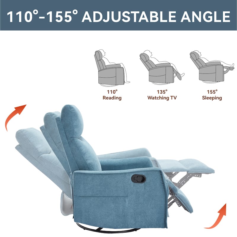 360° Swivel Rocker Recliner Chair with Massage and Lumbar Heating