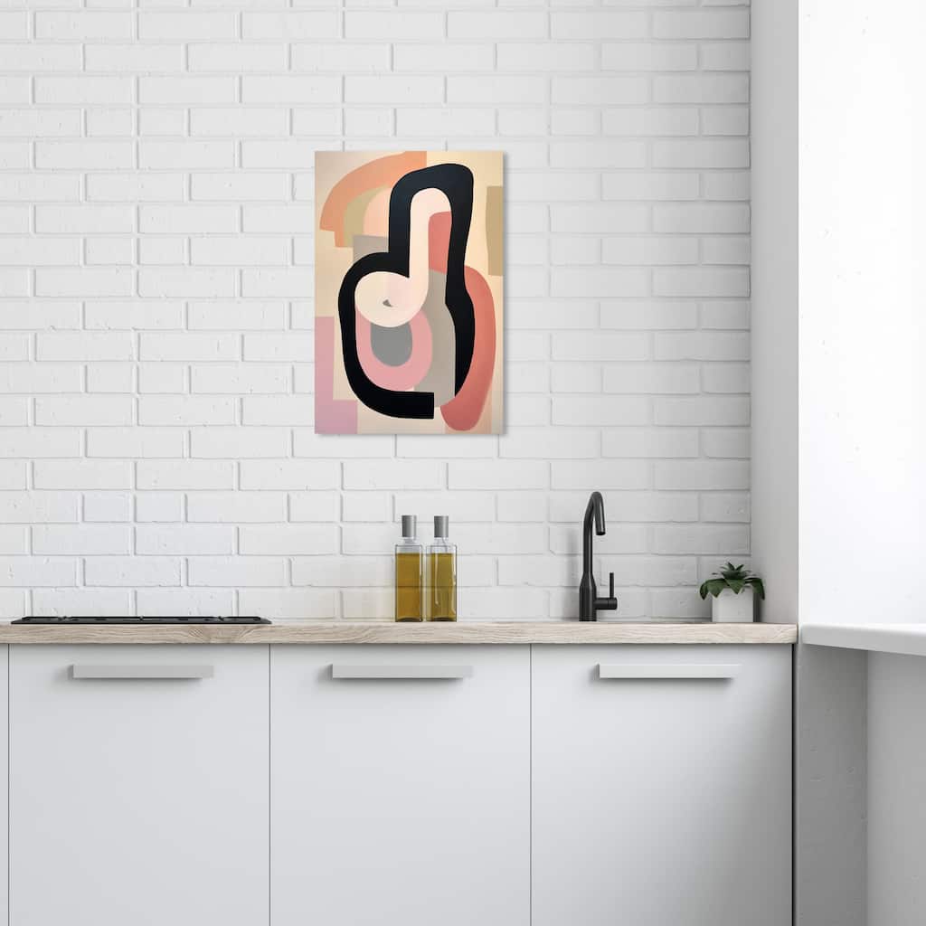Wynwood Studio Canvas Abstract Thumbs Up Black and Rose Pink Modern & Contemporary Wall Art Canvas Print