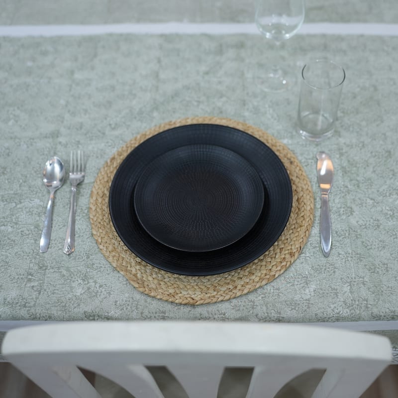 Fabdivine Handmade Block Print Cotton Brown Table Cover or Cloth Dining, Farmhouse & Kitchen Décor