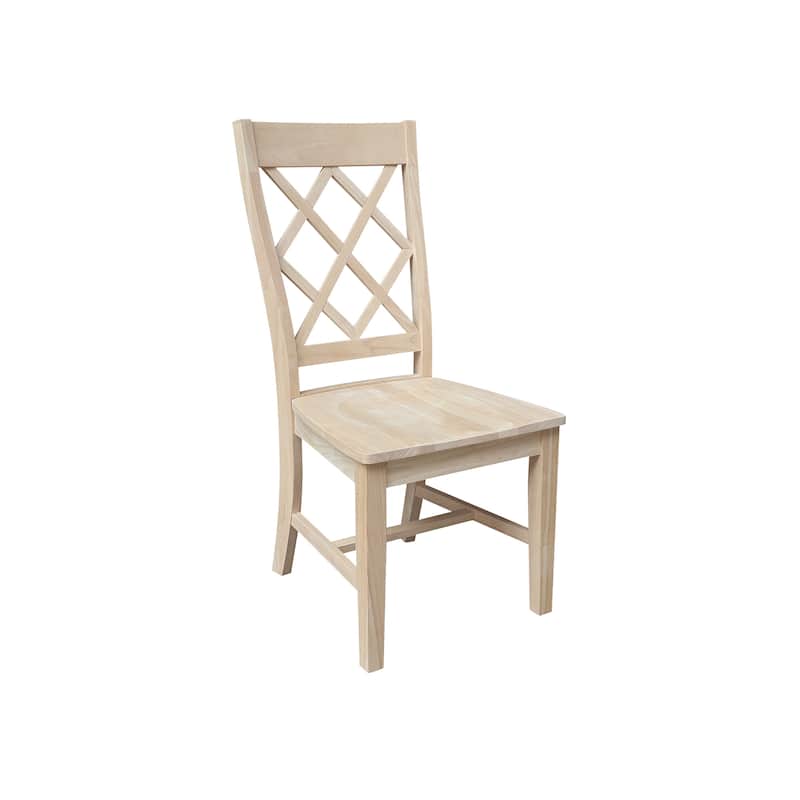 Set of Two Solid Wood Dining Chairs, Unfinished
